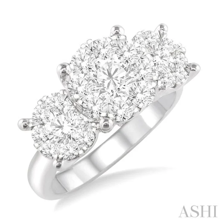 Elegant Silver Engagement Ring-2 Ctw Lovebright Round Cut Diamond Ring in 14K White Gold