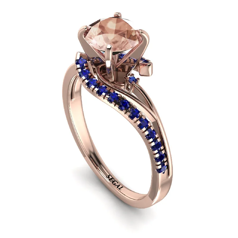 Beautiful Gold Ring with Gemstones-Twist Shank Morganite Engagement Ring - Maria No. 914