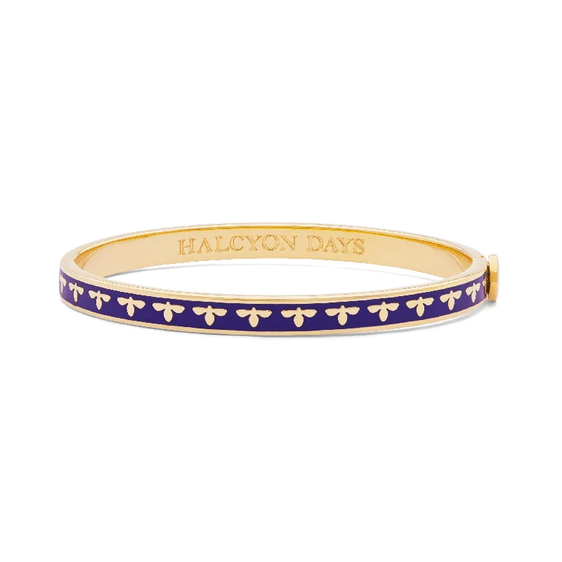 Chunky Silver Bangles for Fashionable Look-Skinny Bee Cobalt & Gold Bangle