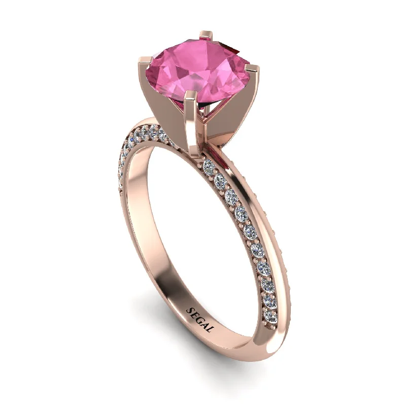 Classic Diamond Ring for Engagement-Classic Pink Moissanite Ring With A Twist - Leilani No. 802