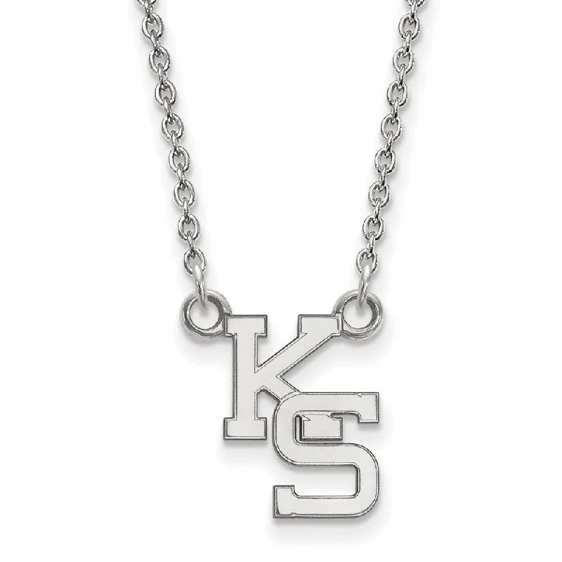 Colorful Gemstone Necklace-Sterling Silver Kansas State Small 'KS' Inititals Pendant Necklace