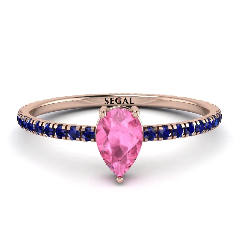 Personalized Wedding Band for Couples-Pear Pink Moissanite Ring With Micro Pave - Taylor No. 814