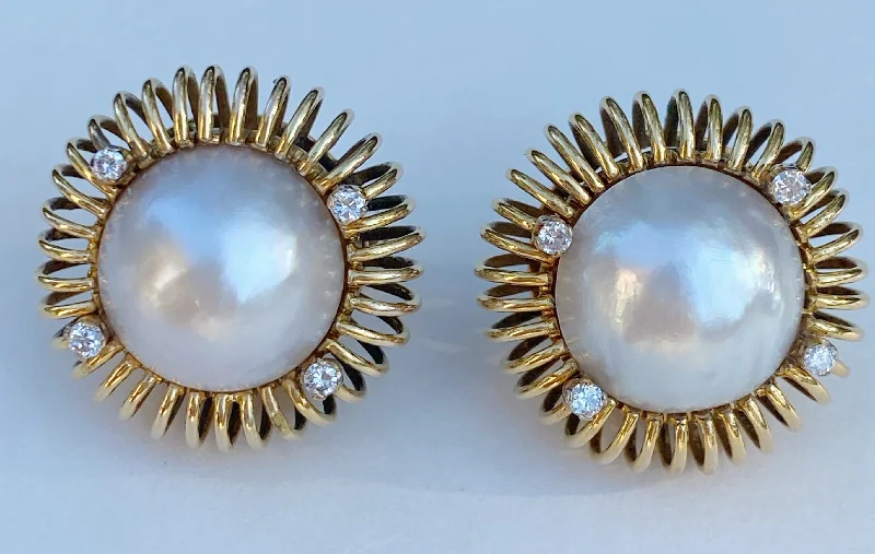 Turquoise Earrings for Summer-Estate Collection - Earrings -  Vintage Pearl and Diamond