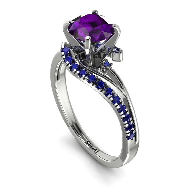 Customizable Sapphire Ring for Engagement-Twist Shank Amethyst Engagement Ring - Maria No. 315