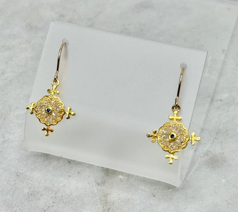 Trendy Earrings for Young Adults-Earrings - Williams Diamond and Sapphire Gold Earrings