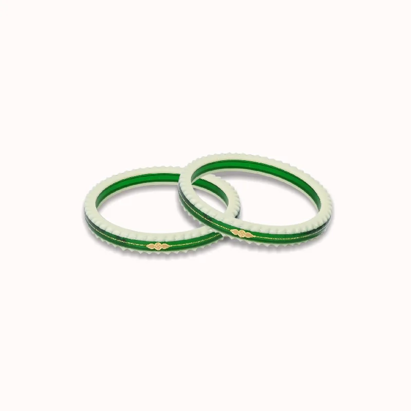 Adjustable Bangles for Wedding Day-Beautiful Green Colour Gold Bangles In Pair