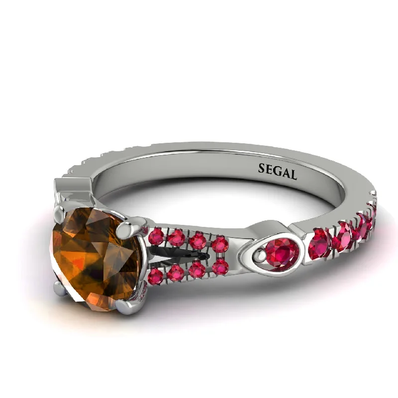 Personalized Birthstone Ring for Mom-Vintage Brown Diamond Engaement Ring - Arya No. 1112