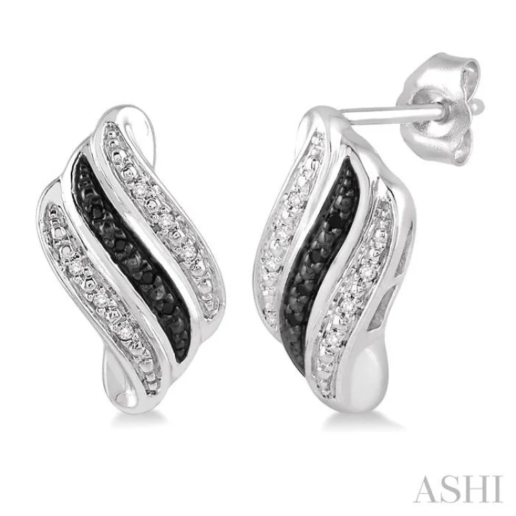 Silver Earrings for Sensitive Ears-1/6 Ctw White and Black Diamond Fashion Earrings in Sterling Silver