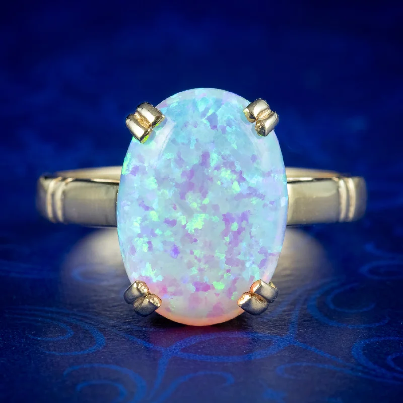 Beautiful Ruby Ring for Statement Look-Victorian Style Opal Solitaire Ring 6ct Opal