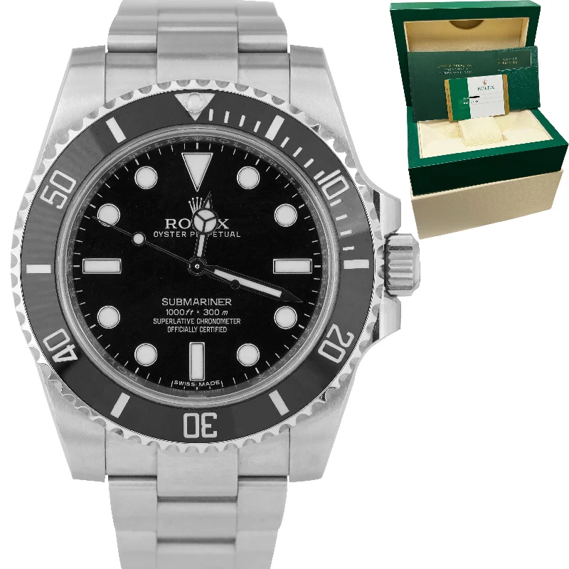 Men's Watches with Stainless Steel Mesh Band-2017 CARD Rolex Submariner No-Date Stainless Steel 40mm Black Watch 114060 B+P