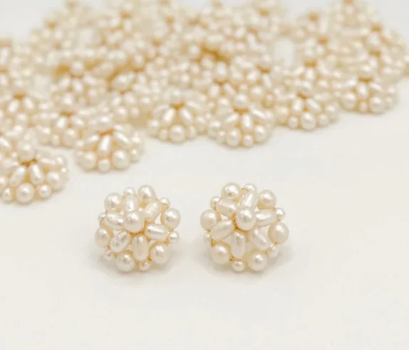 Chunky Earrings for Fashion-Earrings - Round Pearl Clusters