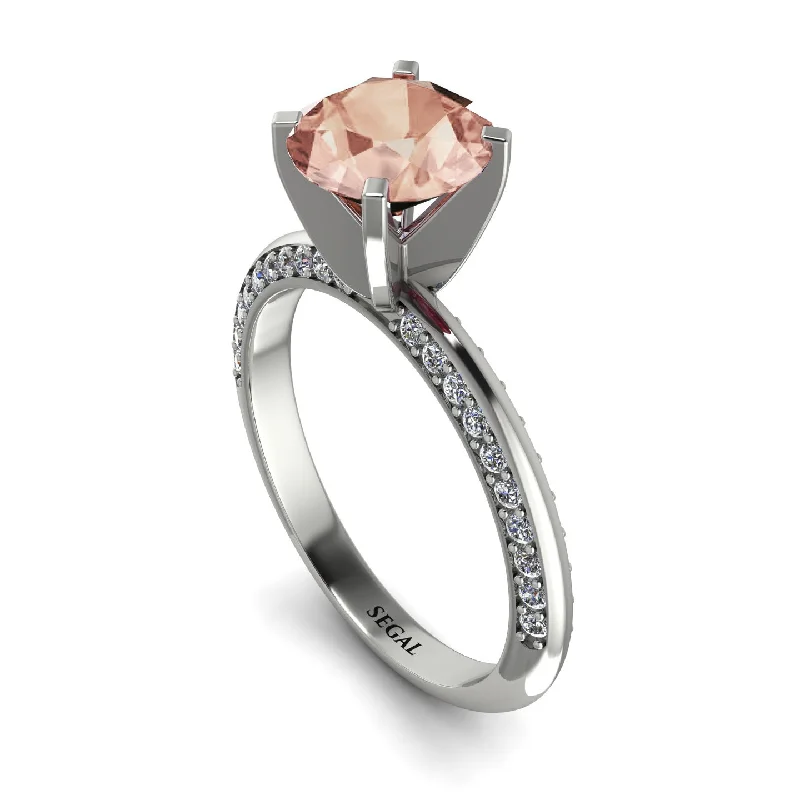 Elegant Diamond Engagement Ring-Classic Morganite Ring With A Twist - Leilani No. 903