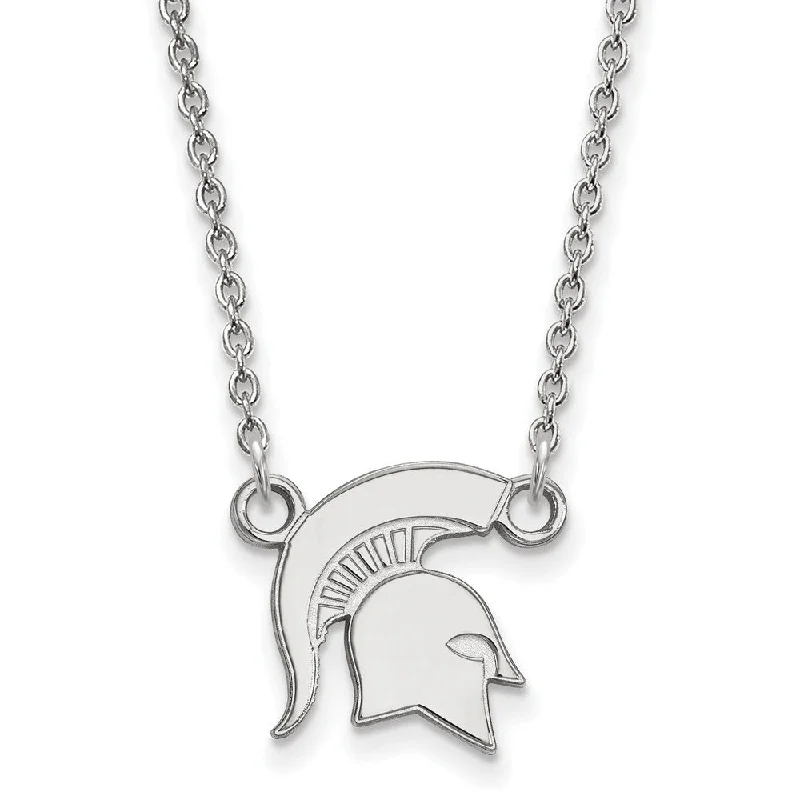 Luxury Chain Necklace for Women-Sterling Silver Michigan State Small Mascot Pendant Necklace