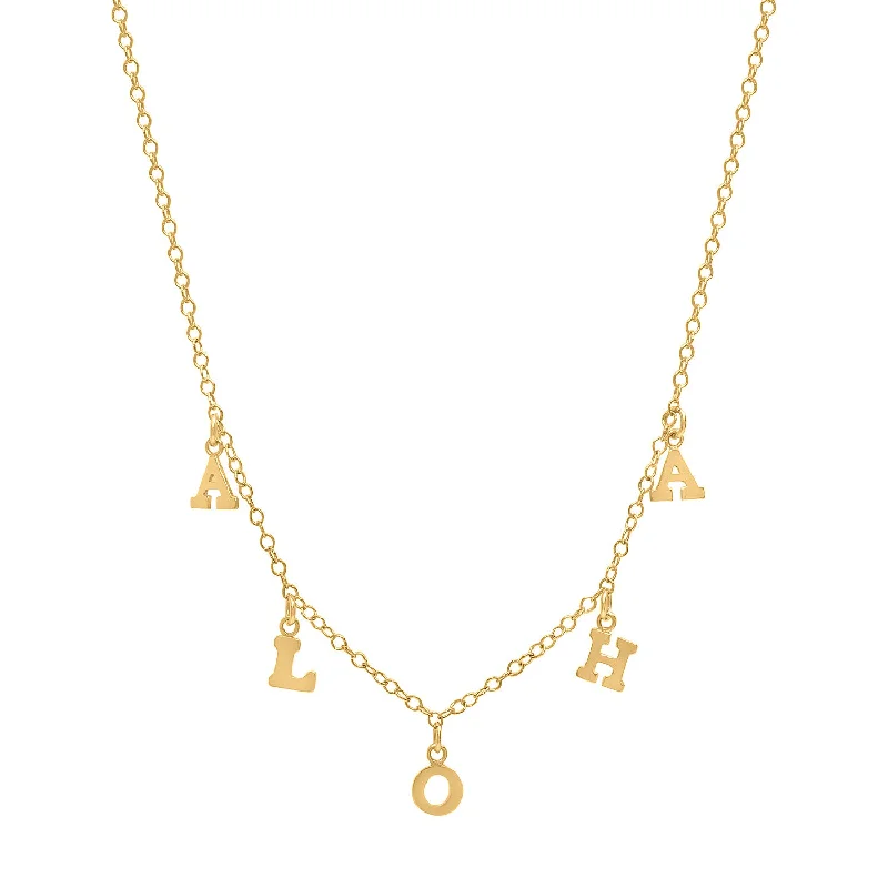 Rose Gold Necklace for Women-ALOHA initial necklace