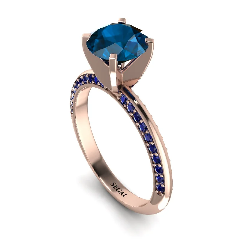 Large Ring with Gemstone for Fashion-Classic Blue Topaz Ring With A Twist - Leilani No. 514