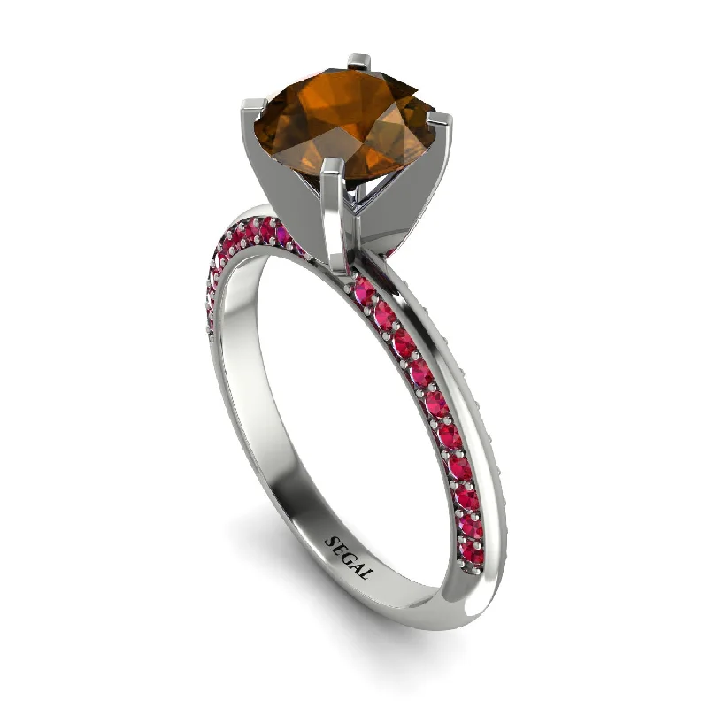 Custom Silver Ring for Customization-Classic Brown Diamond Ring With A Twist - Leilani No. 1112