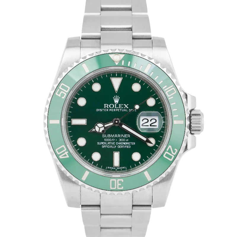 Gold-Plated Watches for Elegant Fashion-Rolex Submariner Date HULK Stainless Steel Green 40mm 116610 LV Watch CARD B+P