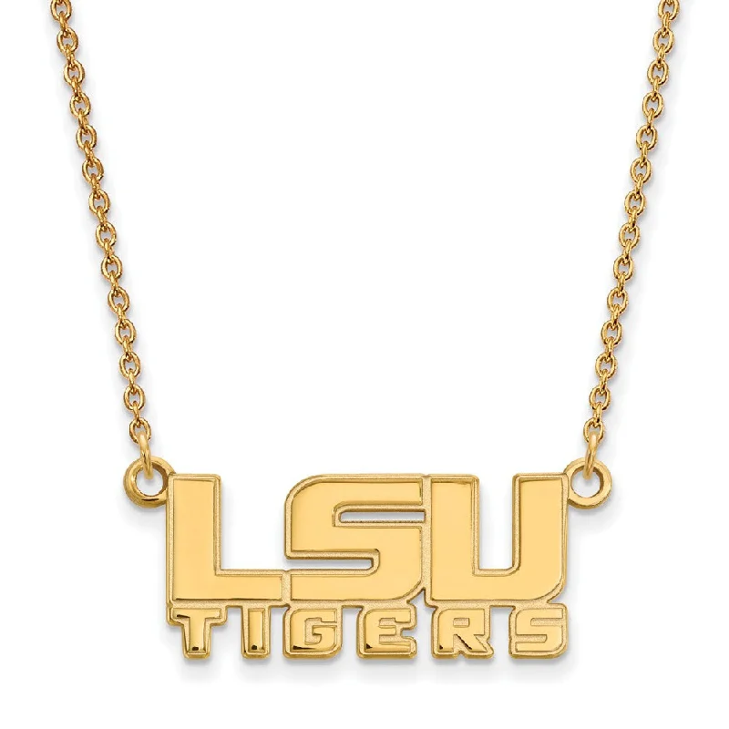 Stylish Necklace for Daily Wear-10k Yellow Gold Louisiana State Sm 'LSU' Tiger Pendant Necklace