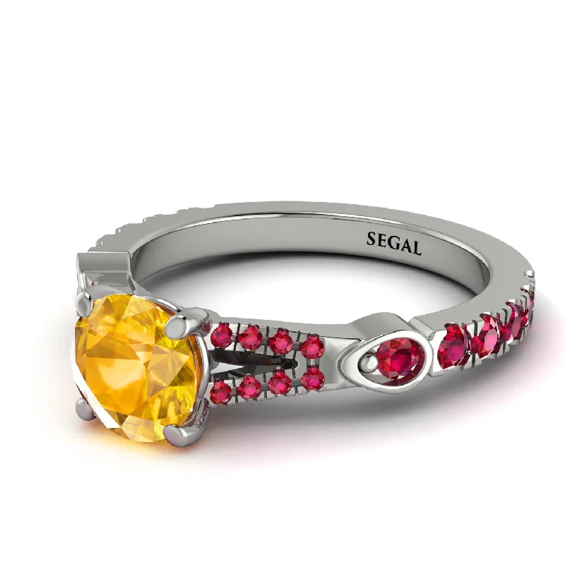 Elegant Gemstone Ring for Special Events-Vintage Yellow Diamond Engaement Ring - Arya No. 1012