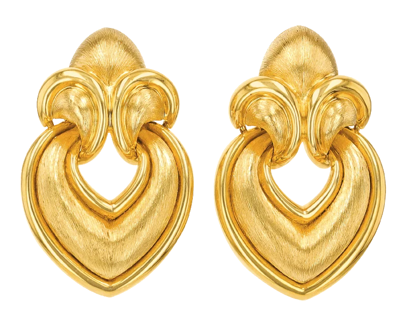 Artistic Drop Earrings for Fashion Lovers-Henry Dunay Gold Door Knocker Earrings