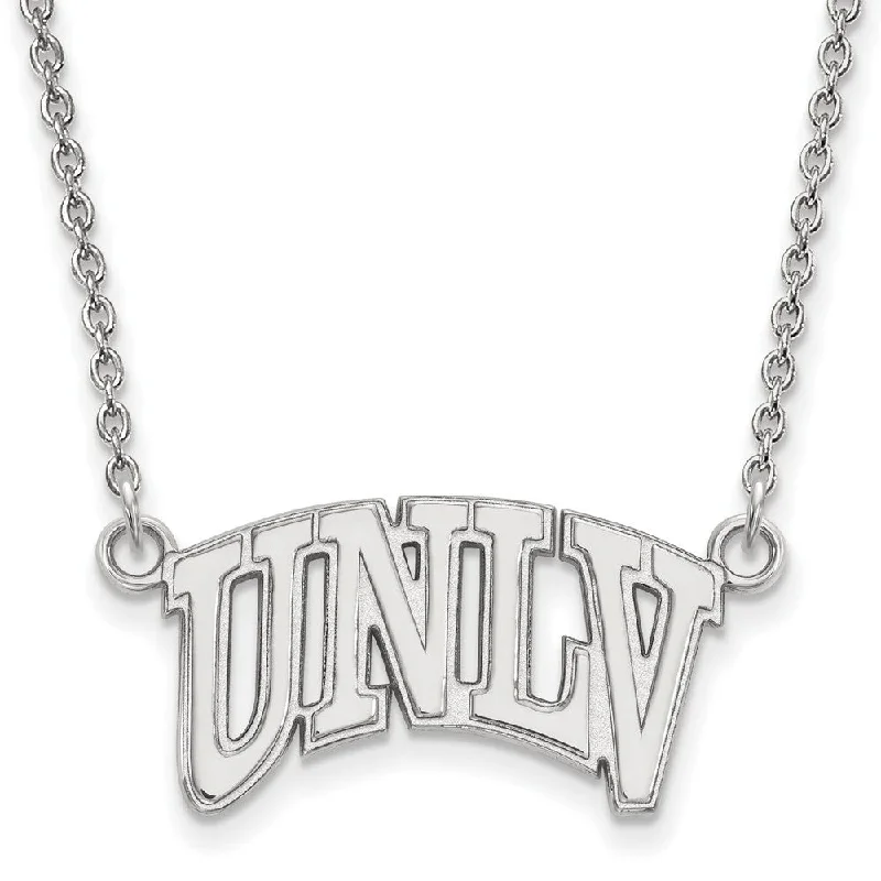 Simple Gold Necklace for Daily Wear-10k White Gold U of Nevada Las Vegas Small Pendant Necklace