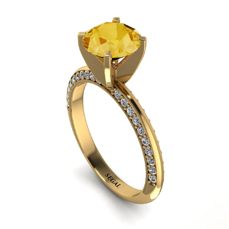 Vintage Engagement Ring with Emerald-Classic Citrine Ring With A Twist - Leilani No. 601