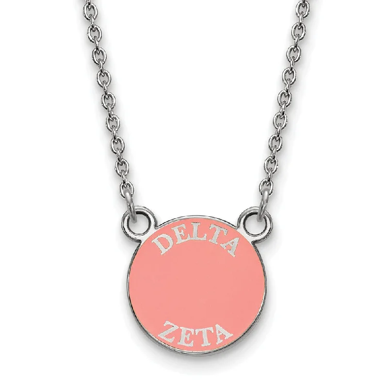 Large Pendant Necklace for Fashion Statement-Sterling Silver Delta Zeta Small Enamel Disc Necklace