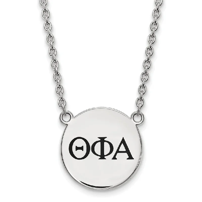 Gemstone Pendant Necklace for Women-Sterling Silver Theta Phi Alpha Large Enamel Greek Letters Necklace