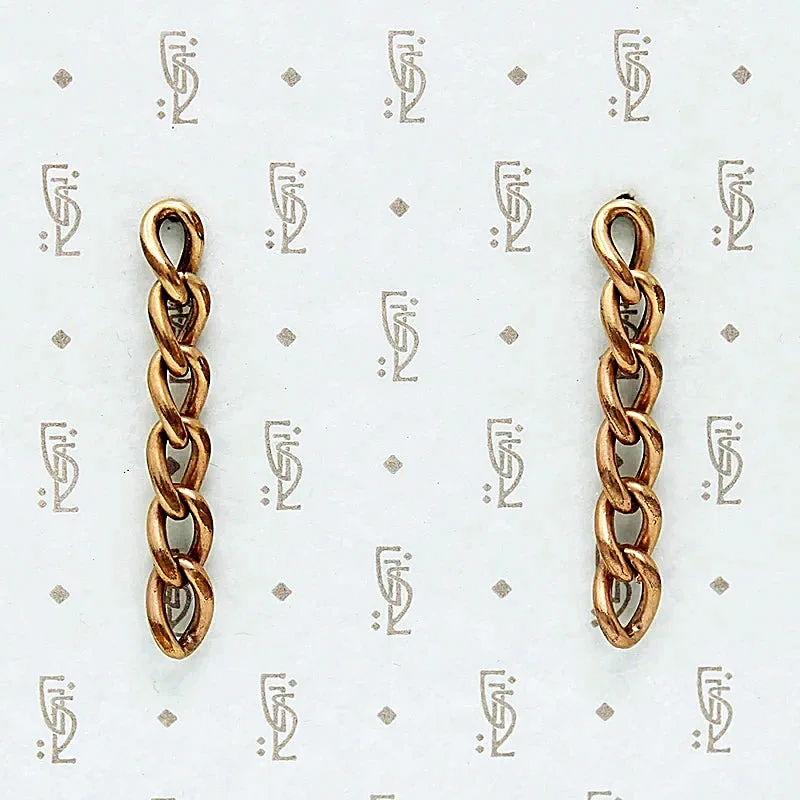 Chic Earrings for Evening Look-Long Rosy Chain Link Earrings