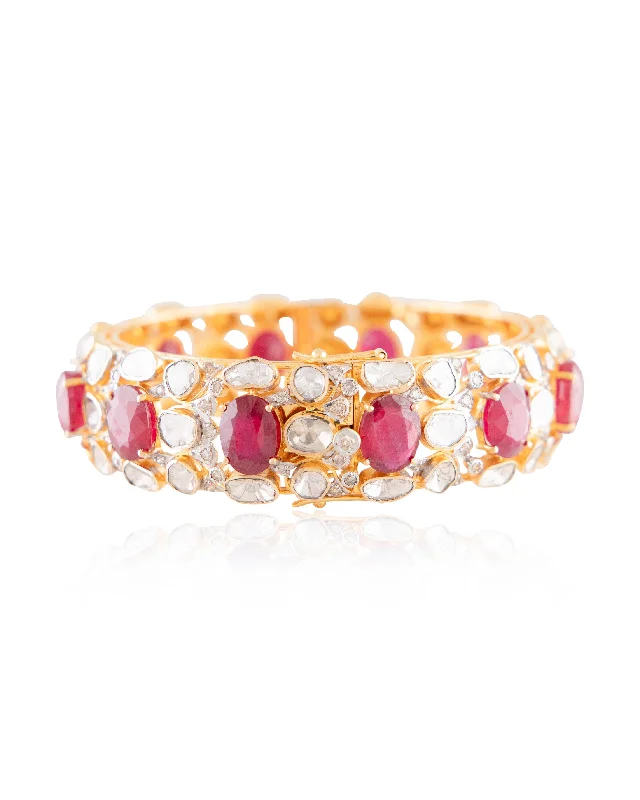 Traditional Bangles for Indian Weddings-Addy Polki And Diamond Bangle