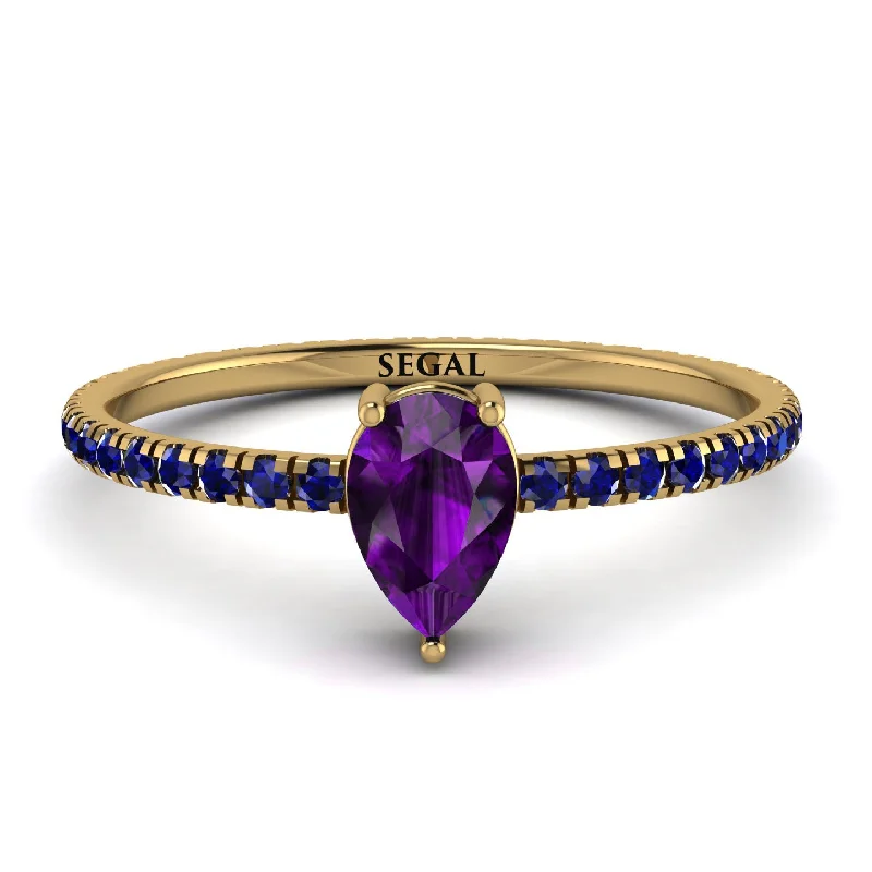 Luxury Ring for Anniversary Gifts-Pear Amethyst Ring With Micro Pave - Taylor No. 313