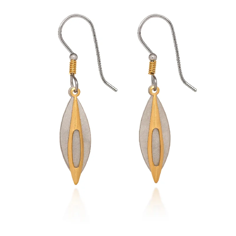 Statement Earrings for Bold Fashion-Silver Forest Layered Mixed Metal Shapes Pierced Earrings