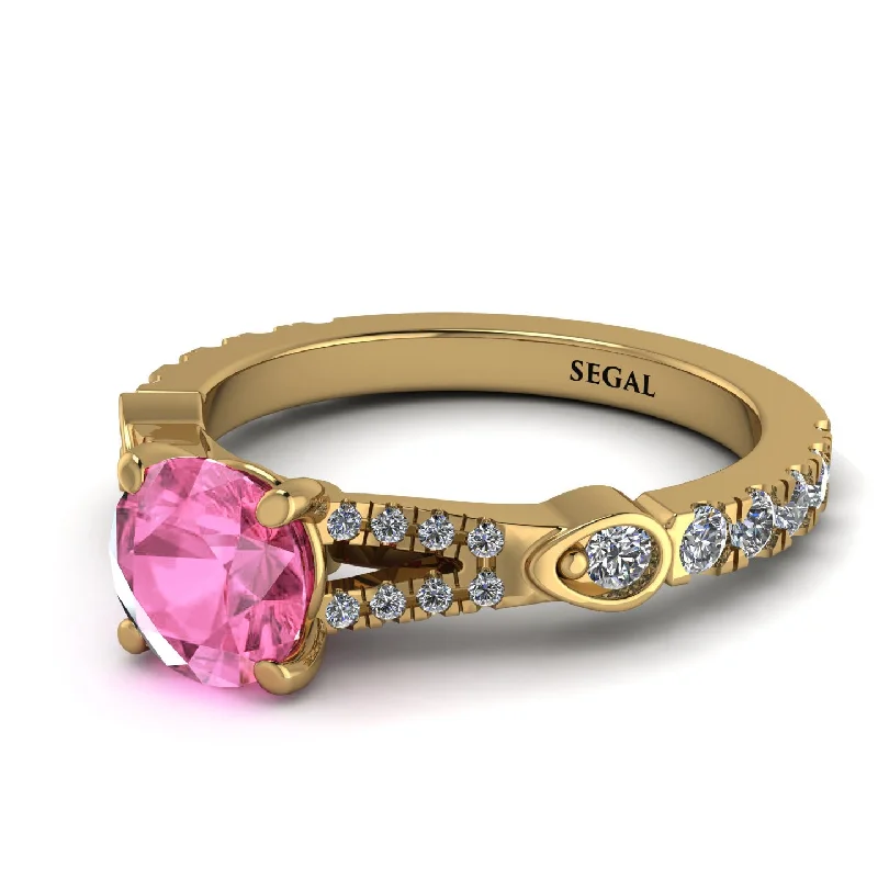 Custom Wedding Ring for Special Day-Vintage Pink Moissanite Engaement Ring - Arya No. 801