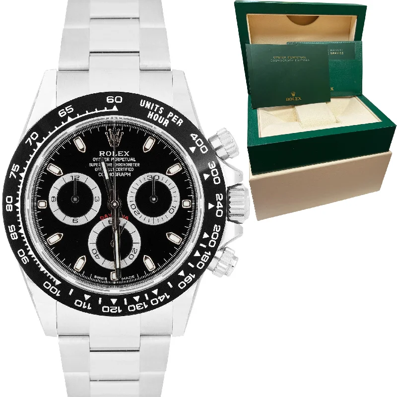 Black Watches for Elegant Look-Rolex Daytona Cosmograph Black Stainless Steel Chronograph Watch 116500 LN BOX