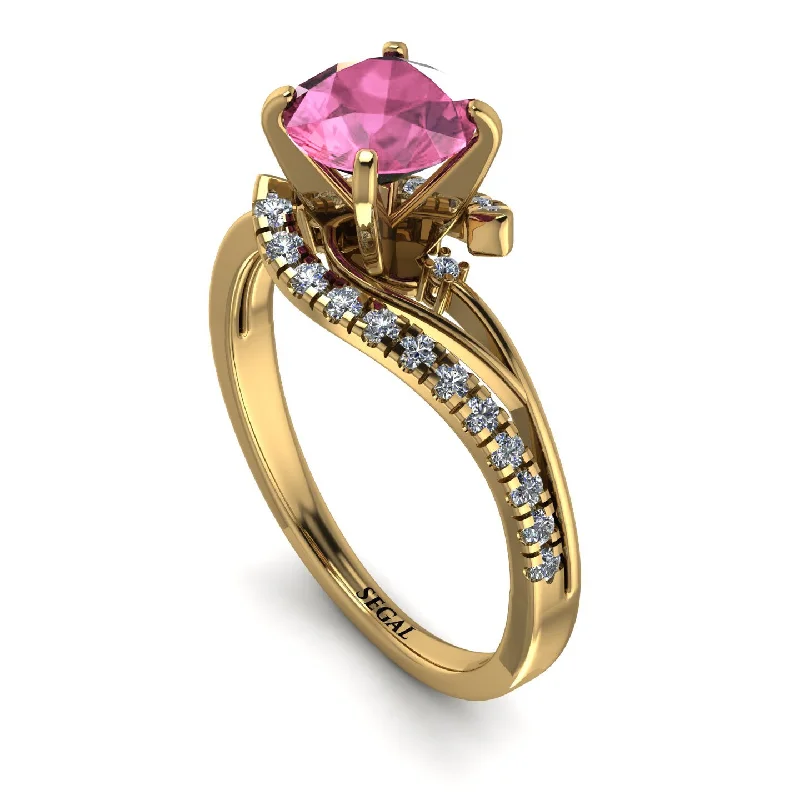 Unique Promise Ring for Her-Twist Shank Pink Moissanite Engagement Ring - Maria No. 801