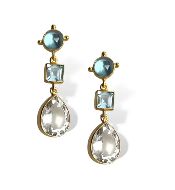 Glamorous Earrings for Night Life-Dina Mackney - Earrings Topaz Triplet Linear Earrings