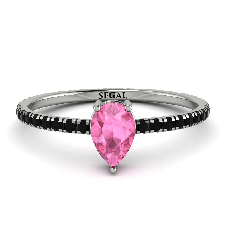 Luxury Ruby Ring for Women-Pear Pink Moissanite Ring With Micro Pave - Taylor No. 809