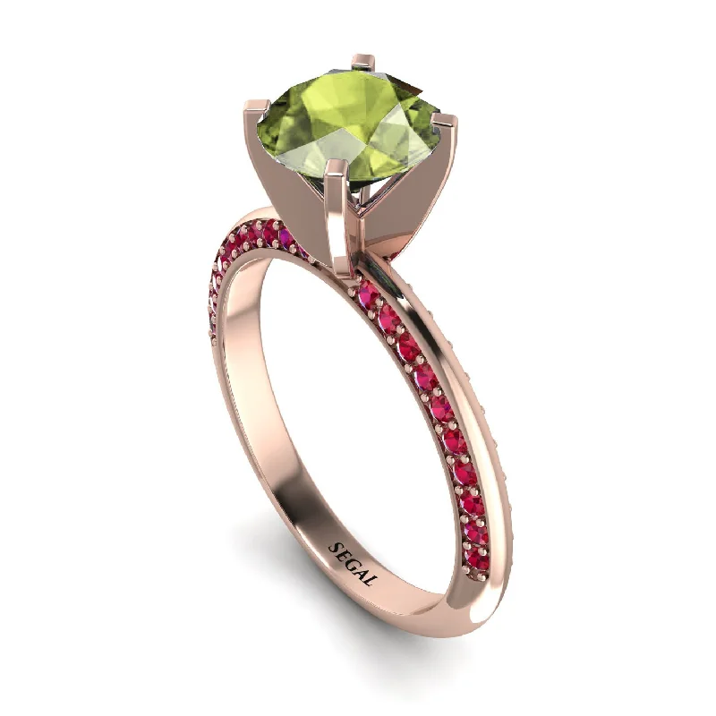 Birthstone Engagement Ring for Women-Classic Peridot Ring With A Twist - Leilani No. 711