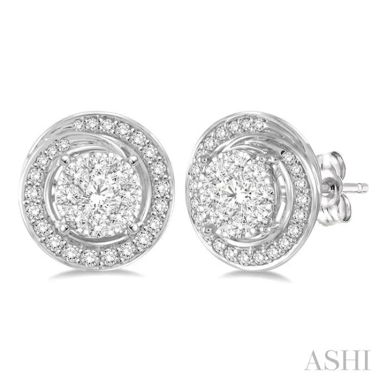 Sterling Silver Earrings-5/8 Ctw Diamond Lovebright Earrings in 14K White Gold