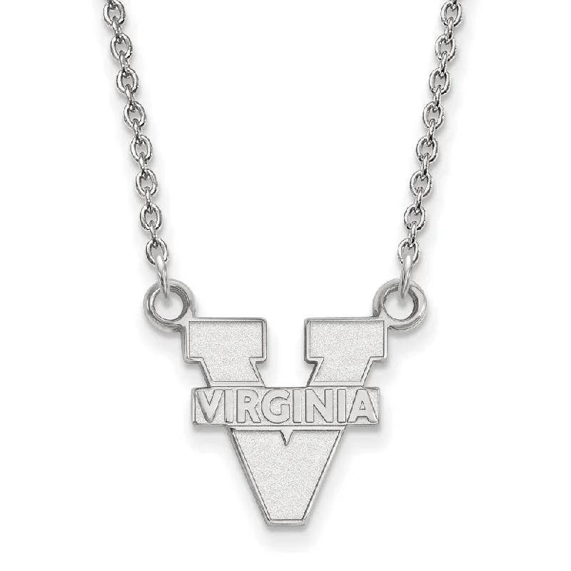 Luxury Pearl Necklace for Evening Wear-10k White Gold U of Virginia Small 'V' Logo Pendant Necklace