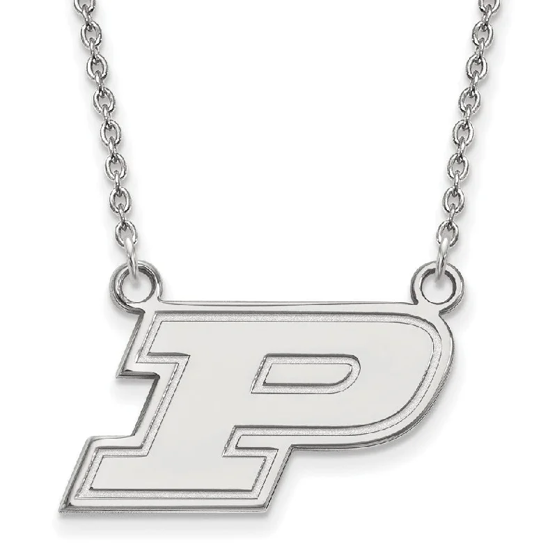 Silver Necklace for Everyday Wear-10k White Gold Purdue Small Initial P Pendant Necklace