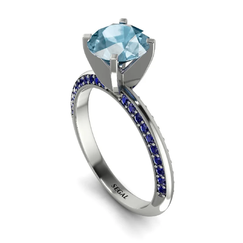 Customizable Gemstone Ring for Engagement-Classic Aquamarine Ring With A Twist - Leilani No. 415