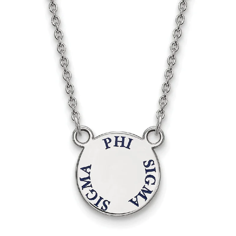 Simple Gold Necklace for Daily Wear-Sterling Silver Phi Sigma Sigma Small Blue Enamel Necklace