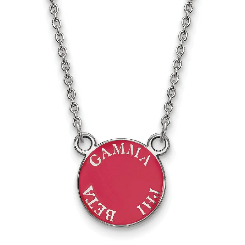 Unique Gemstone Necklace for Special Occasions-Sterling Silver Gamma Phi Beta Small Enamel Disc Necklace