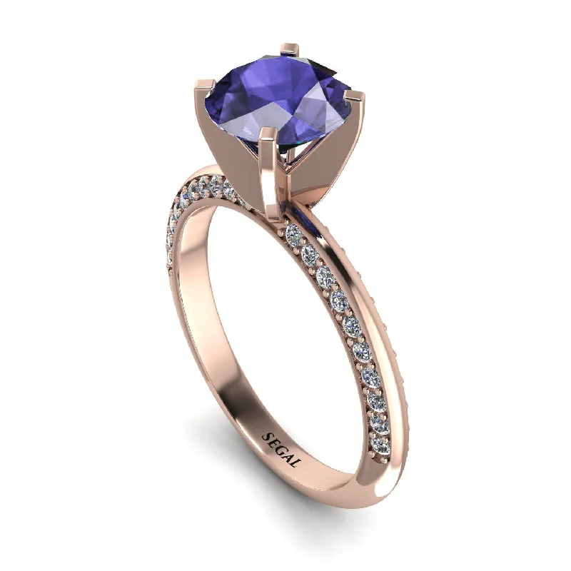 Vintage Ring with Sapphire-Classic Tanzanite Ring With A Twist - Leilani No. 202