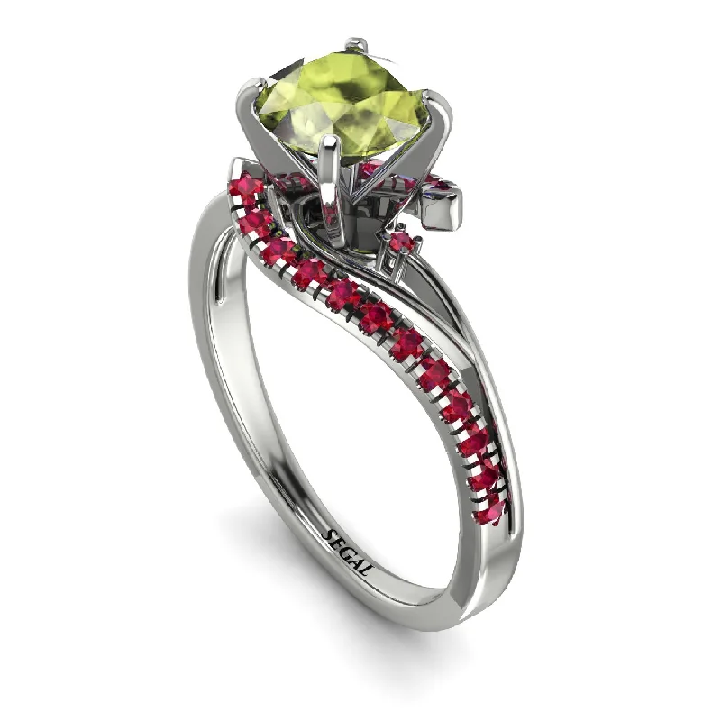 Elegant Rose Gold Ring-Twist Shank Peridot Engagement Ring - Maria No. 712