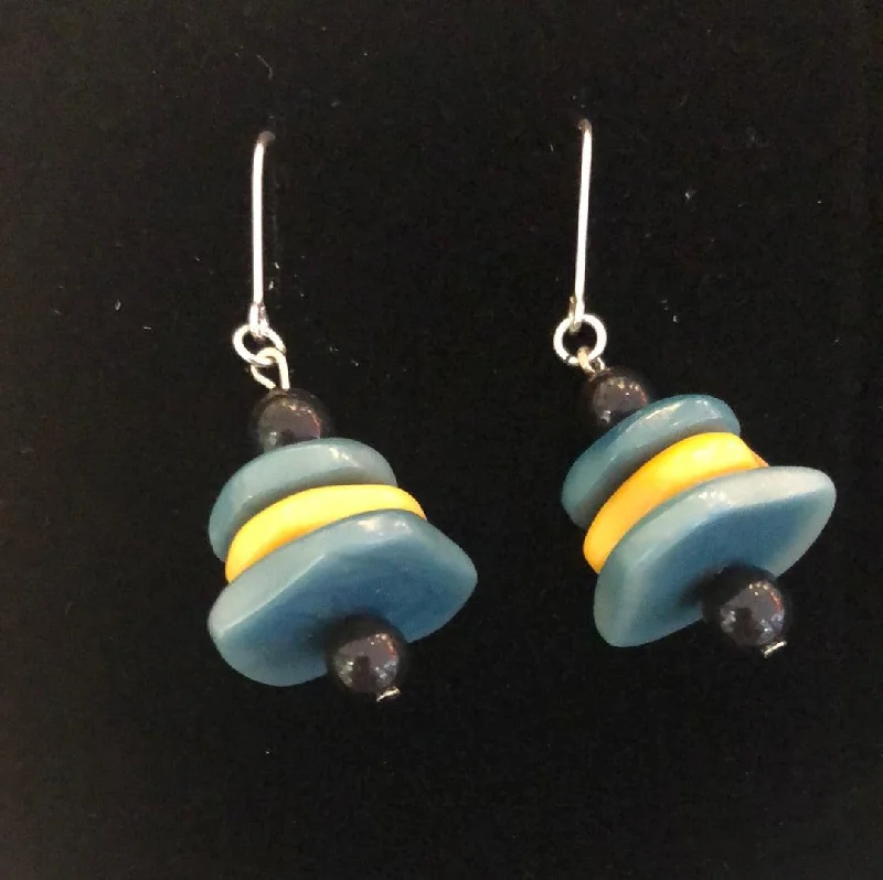 Simple Silver Drop Earrings-Tagua CAINA Popart Trio