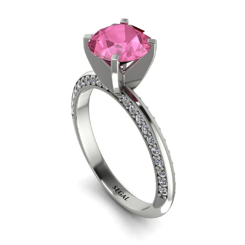 Fashionable Statement Ring for Women-Classic Pink Moissanite Ring With A Twist - Leilani No. 803