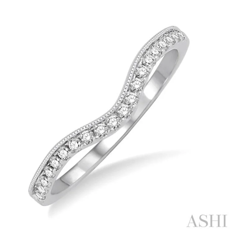 Elegant Silver Ring for Everyday Wear-1/5 Ctw Round Cut Diamond Wedding Band in 14K White Gold