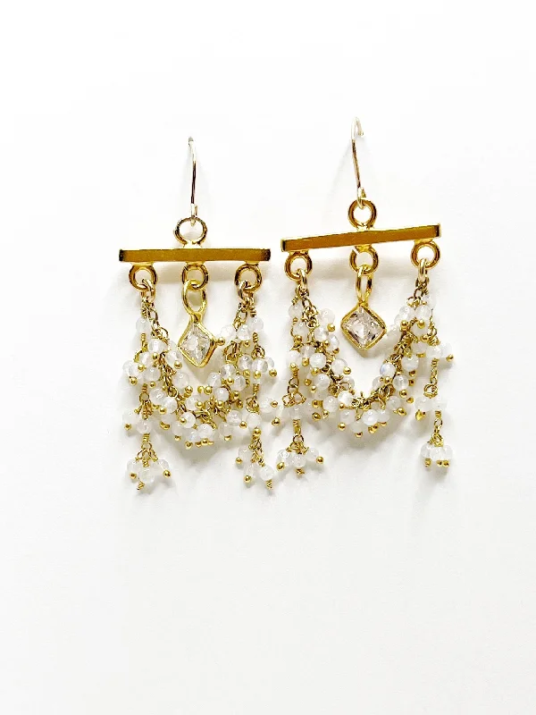 Large Crystal Earrings for Glamorous Look-Earrings - Maddie Moonstone with Crystal